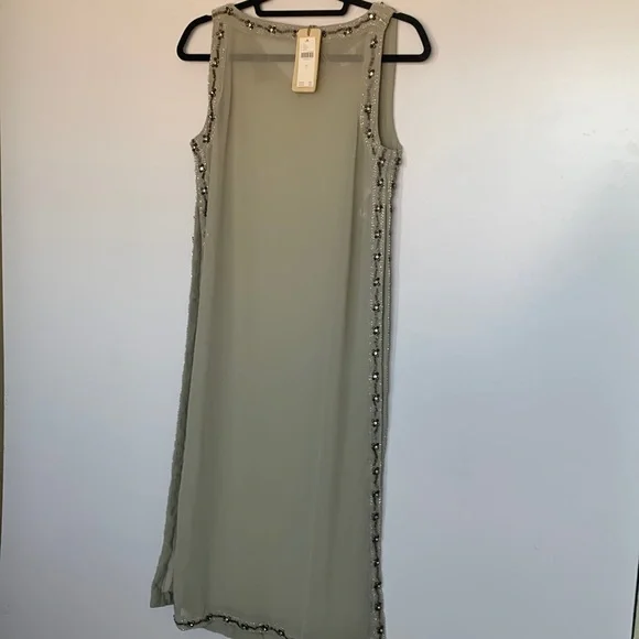 Anthropology let me be sheer beaded sage green side slits tunic small new - Picture 6 of 15